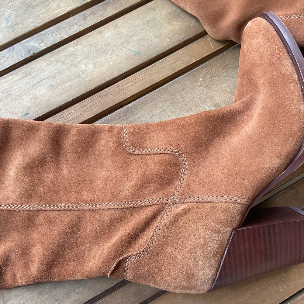 Dolce Vita Tan Suede Heeled Boots Knee High Kylar - Picture 8 of 10